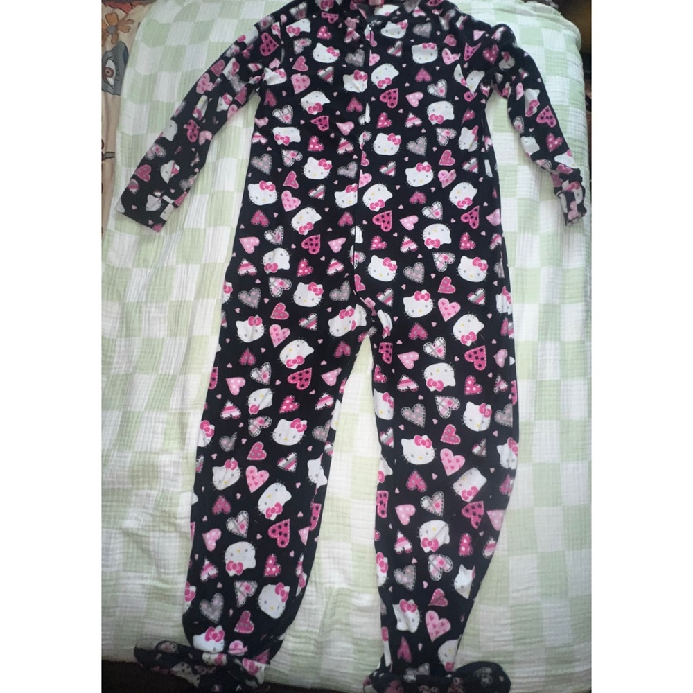 Hello Kitty Black and Pink women’s One Piece footie pajamas